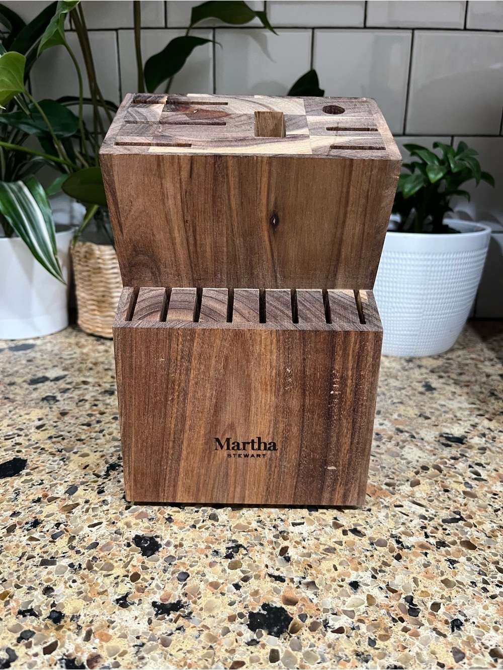 Martha Stewart Wood Knife Block in Walnut Tone